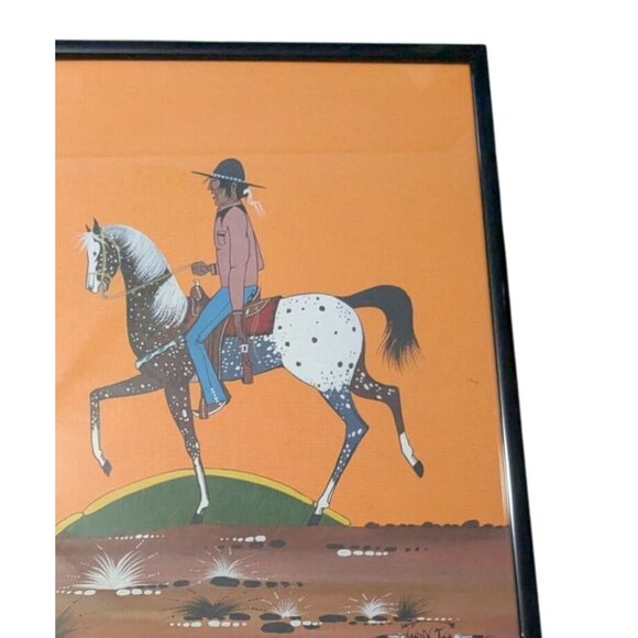 Native American Cowboy Horse Art Print Signed by Artist Justin Tso Navajo Dine - Picture 6 of 16